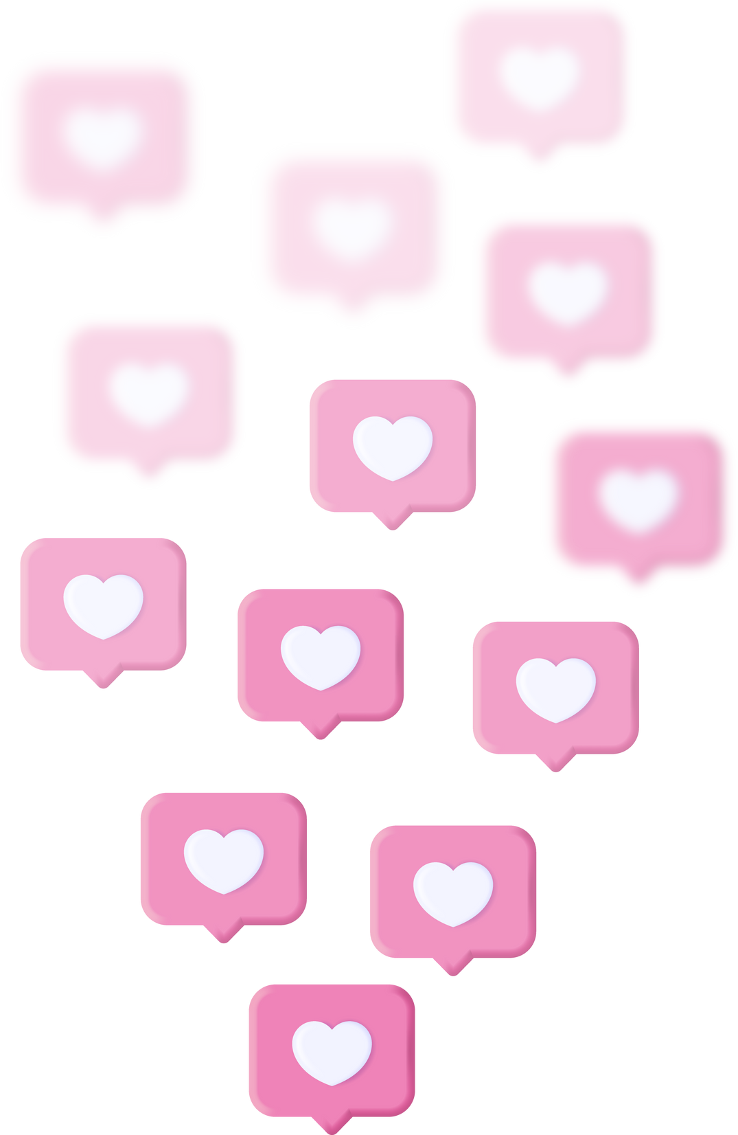 3D Heart Speech Bubbles